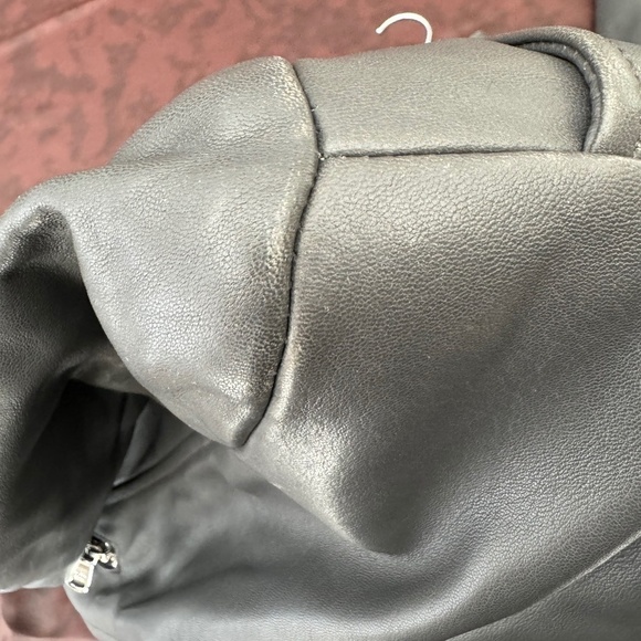 Women’s Calvin Klein 100% Genuine Leather Motorcycle Jacket  XS Gray NEW flaws - Picture 7 of 13